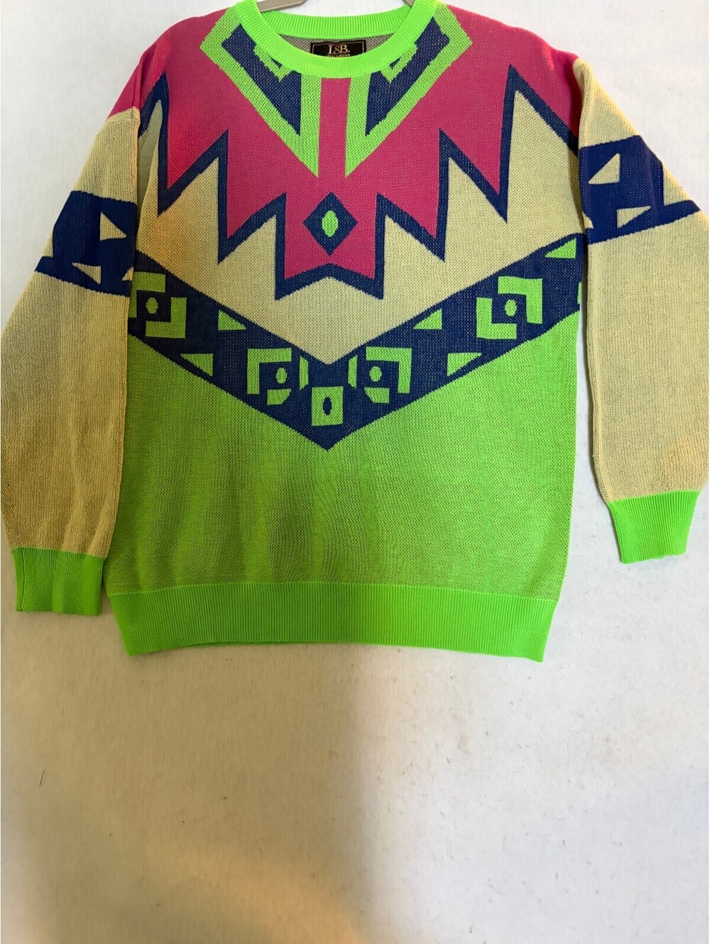 Lucky & Blessed Colorful Geometric Pattern Sweater Size Small